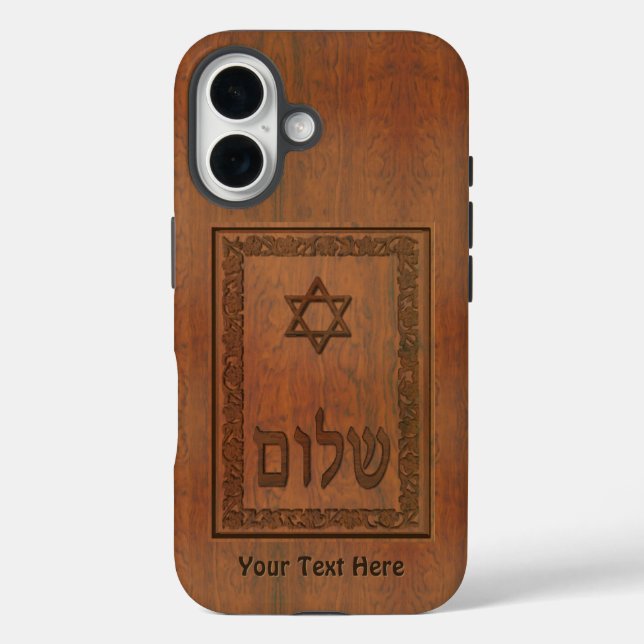 Carved Wood Shalom Case-Mate iPhone Hülle (Rückseite)