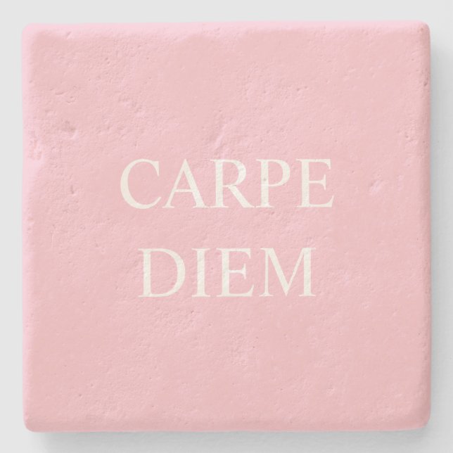 Carven Diem Latin Quote Untersetzer - Rosa (Vorderseite)