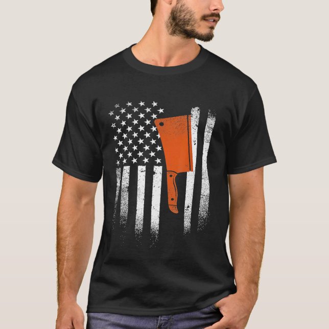 Carving Knife Cleaver Usa Flag Koch Koch T-Shirt (Vorderseite)