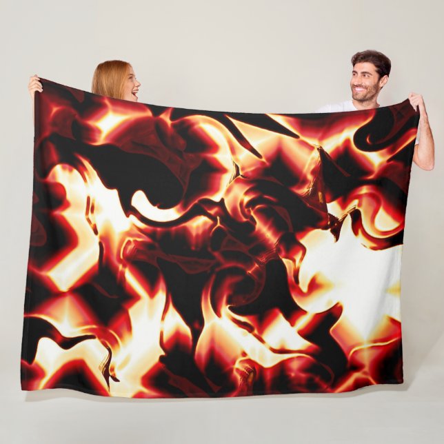 Carvingfeuer auf dunkelrotem Hintergrund Fleecedecke (Beispiel)