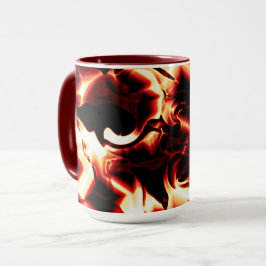 Carvingfeuer auf dunkelrotem Hintergrund Tasse