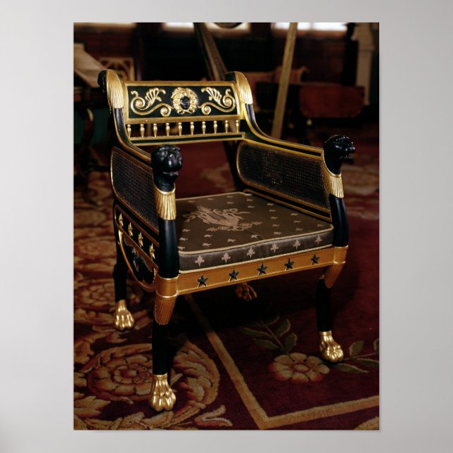 Carvingsessel mit Golddetails Poster (Vorne)