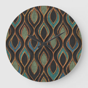 Carvingwellen: Bronze-Kupfer-Textur Große Wanduhr