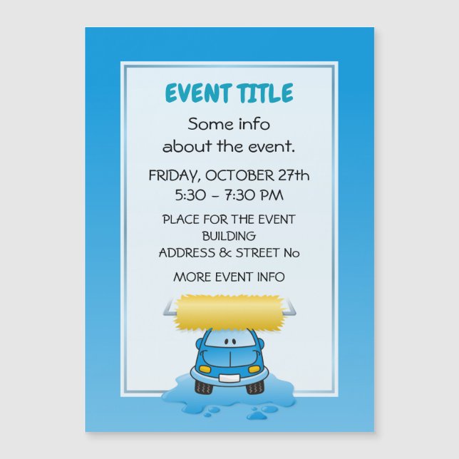 Carwash-Cartoon Magnetkarte (Vorderseite)