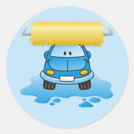 Carwash-Cartoon Runder Aufkleber