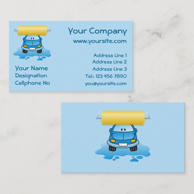 Carwash-Cartoon Visitenkarte (Vorne/Hinten)