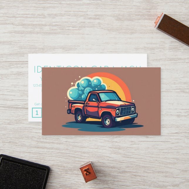 CARWASH customer loyalty punch card Treuekarte (Vorderseite/Rückseite Beispiel)