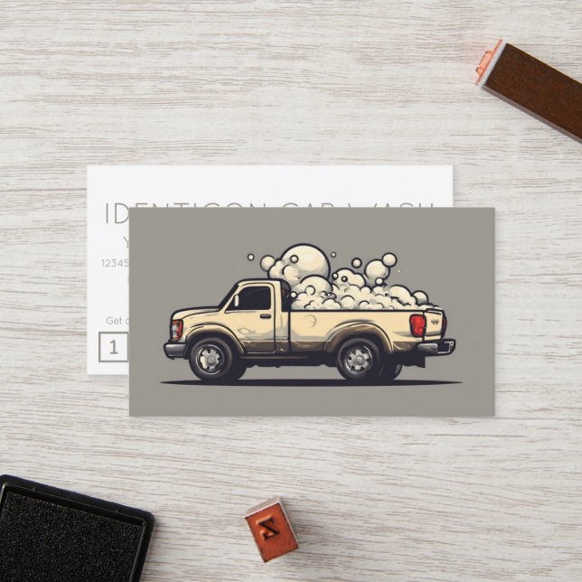 CARWASH customer loyalty punch card Treuekarte (Vorderseite/Rückseite Beispiel)