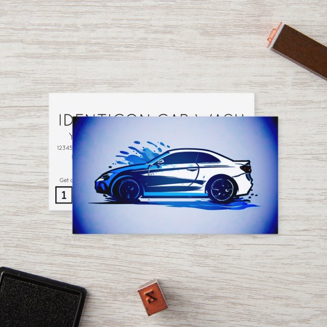 CARWASH customer loyalty punch card Treuekarte (Vorderseite/Rückseite Beispiel)