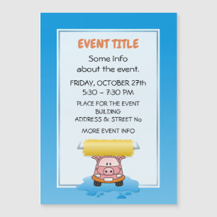 Carwash Pig Cartoon Magnetkarte