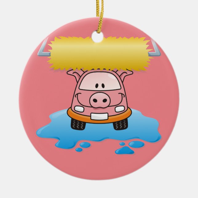 Carwash Pig Keramik Ornament (Vorne)