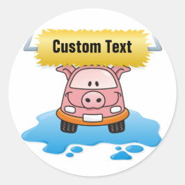 Carwash Pig Runder Aufkleber
