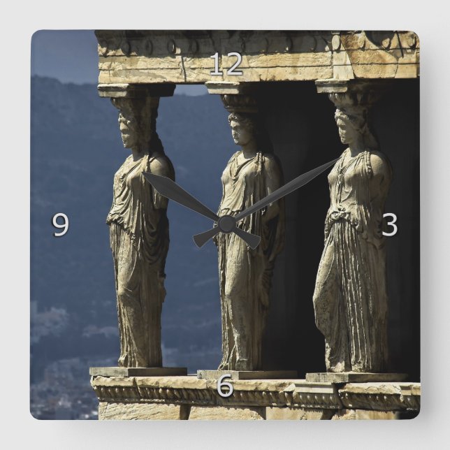 Caryatids, Acroplis, Athen Quadratische Wanduhr (Vorderseite)