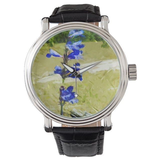 Carys Beardzungensche Blume Abstrakt Impressionism Armbanduhr (Vorderseite)