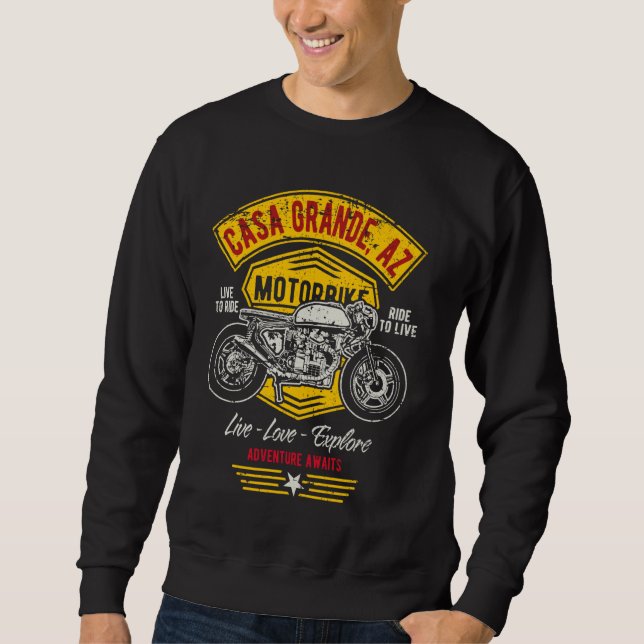 Casa Grande AZ USA Retro Distressed Style Motorcyc Sweatshirt (Vorderseite)