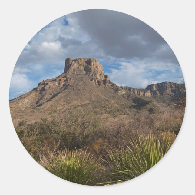 Casa Grande Peak, Chisos-Becken, Big Bend Runder Aufkleber (Vorderseite)