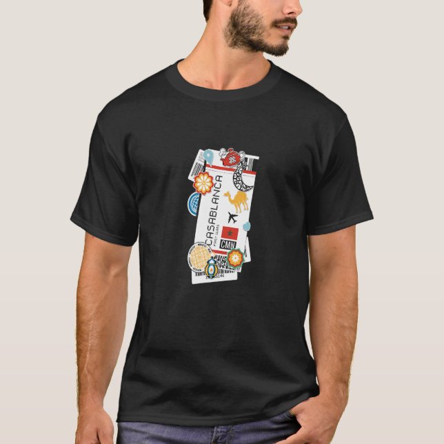 Casablanca Marokko Boarding Pass Flugticket T-Shirt (Vorderseite)