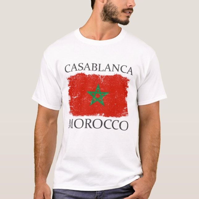 Casablanca Marokko Flagge Marokko Tourismus T-Shirt (Vorderseite)