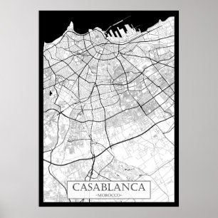 Casablanca Marokko Karte Poster