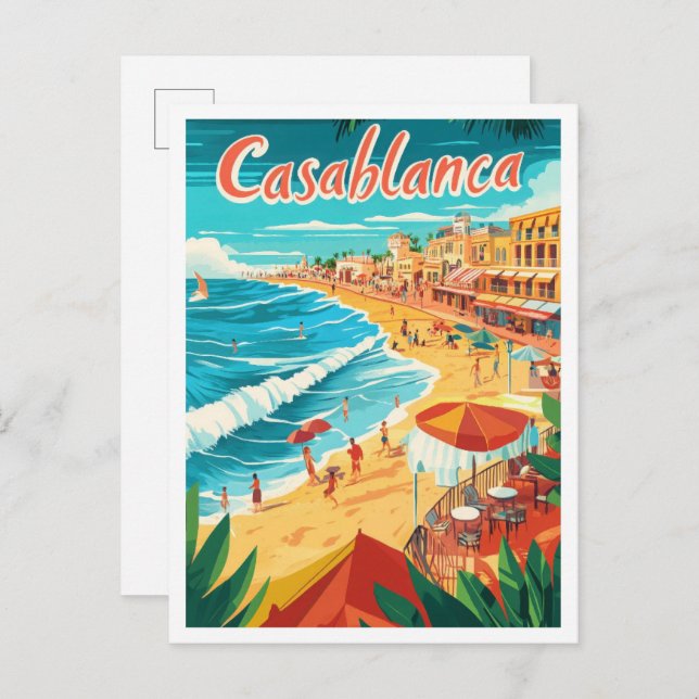 Casablanca Marokko Kunst, Dichtung und Musik Postkarte (Vorne/Hinten)