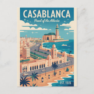 Casablanca Marokko Retro-Reiseposter-Kunst Postkarte
