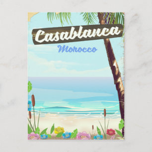Casablanca Marokko, romantisches Vintage-Plakat Postkarte