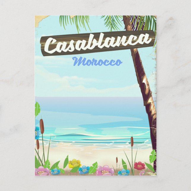 Casablanca Marokko, romantisches Vintage-Plakat Postkarte (Vorderseite)