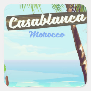 Casablanca Marokko, romantisches Vintage-Plakat Quadratischer Aufkleber