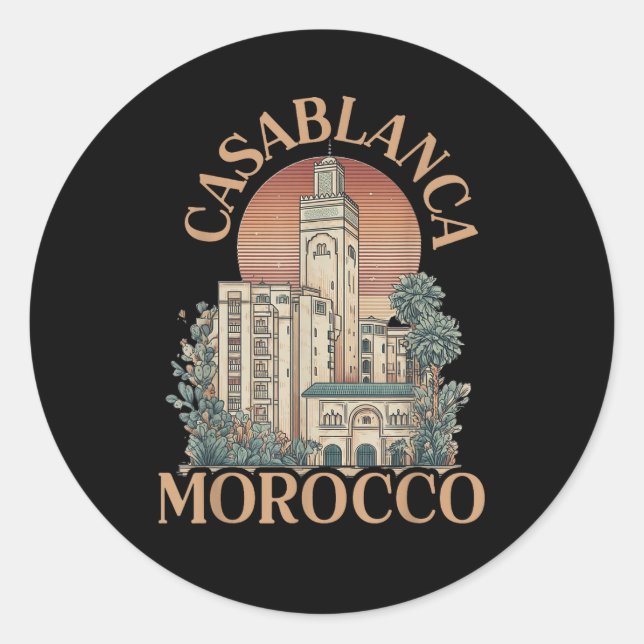 Casablanca Marokko Runder Aufkleber (Vorderseite)