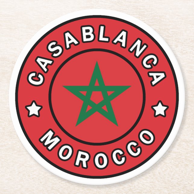 Casablanca Marokko Runder Pappuntersetzer (Vorderseite)
