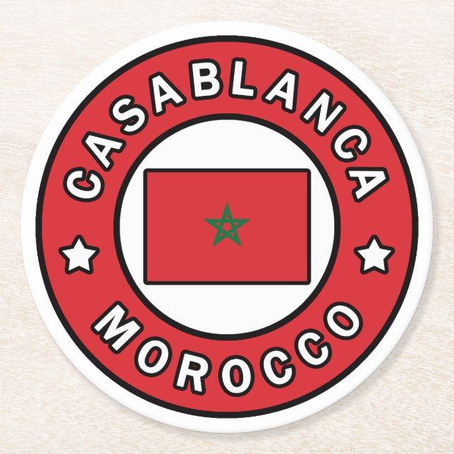Casablanca Marokko Runder Pappuntersetzer (Vorderseite)