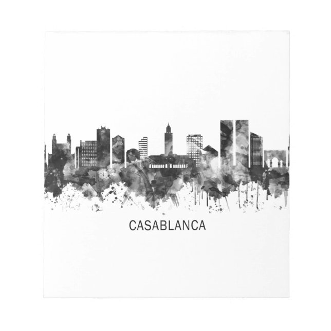 Casablanca Marokko Skyline BW Notizblock (Vorderseite)