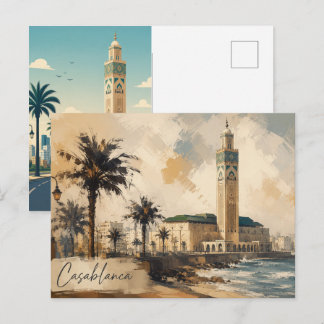 Casablanca Marokko Vector-Hassan 2-Moschee Postkarte
