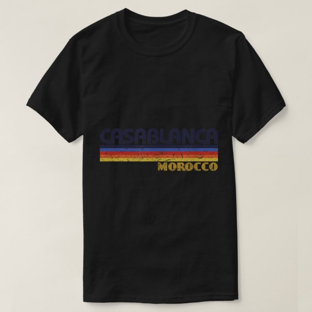 Casablanca Marokko Vintag 80er Style Retro T-Shirt (Design vorne)