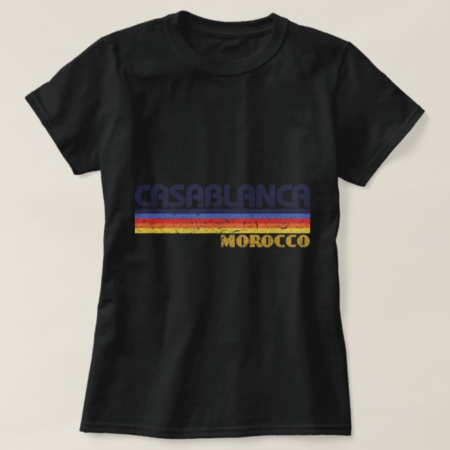 Casablanca Marokko Vintag 80er Style Retro T-Shirt (Design vorne)