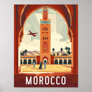 Casablanca Marokko Vintage Berühmter Reiseort Poster