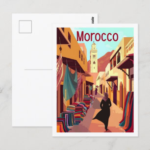 Casablanca Marokko Vintage Berühmter Reiseort Postkarte