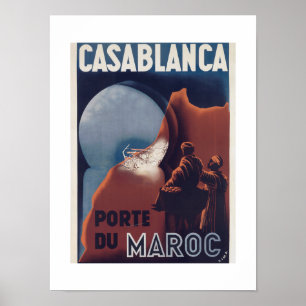 Casablanca Marokko Vintage Französisches Reiseplak Poster