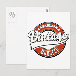 Casablanca Marokko Vintage-Logo Postkarte