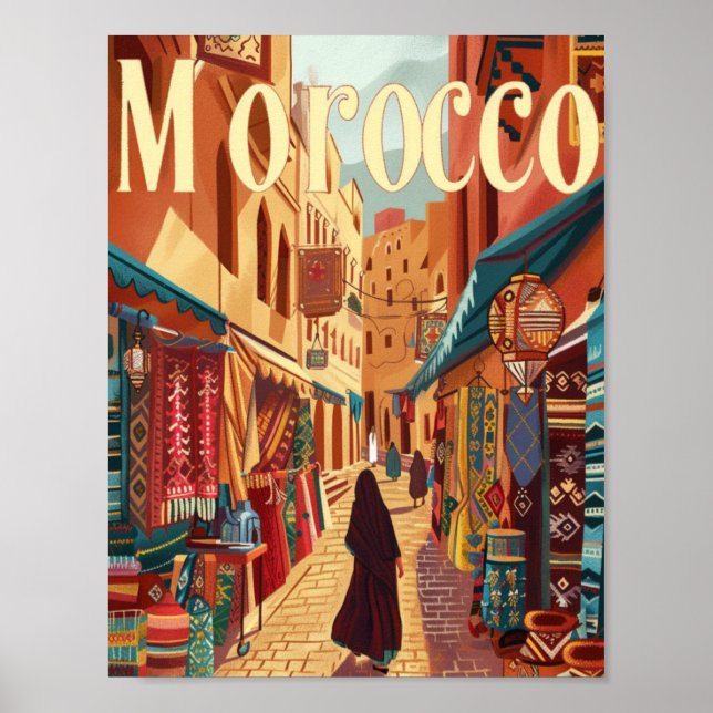 Casablanca Marokko Vintager Berühmter Reiseort Poster (Vorne)