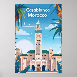 Casablanca Marokko Vintager Berühmter Reiseort Poster