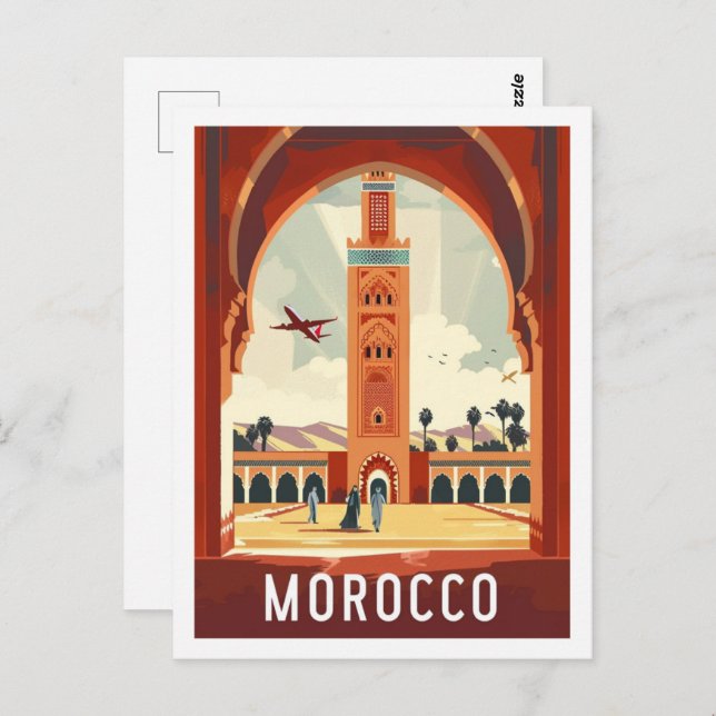 Casablanca Marokko Vintager Berühmter Reiseort Postkarte (Vorne/Hinten)