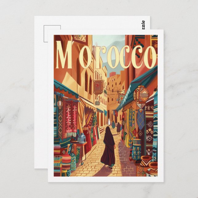 Casablanca Marokko Vintager Berühmter Reiseort Postkarte (Vorne/Hinten)