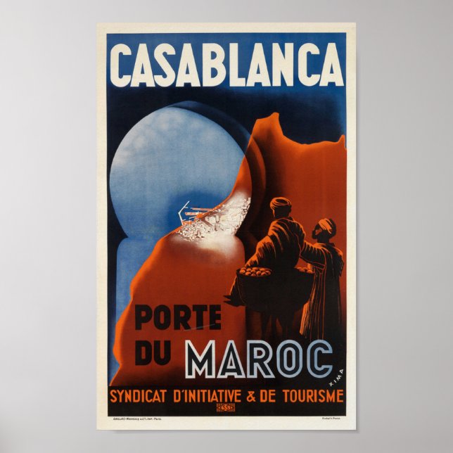 Casablanca Marokko Vintages Französisches Reisepla Poster (Vorne)