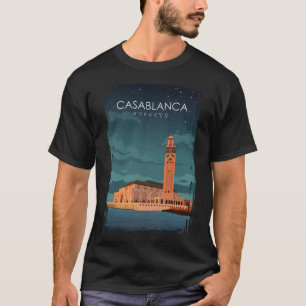 Casablanca Marokko Vintages Kleinartiges Reiseplan T-Shirt
