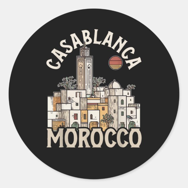 casablanca morocco  runder aufkleber (Vorderseite)