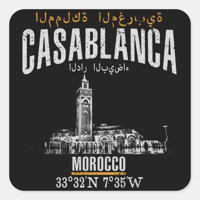 Casablanca Quadratischer Aufkleber (Vorderseite)