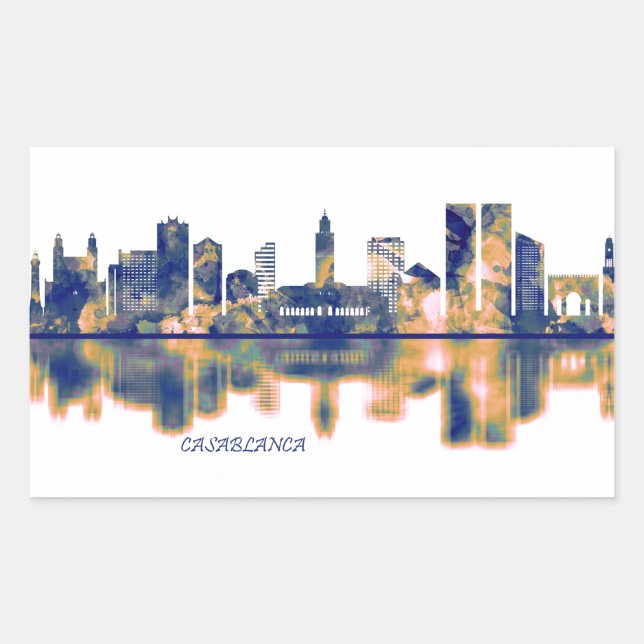 Casablanca Skyline Rechteckiger Aufkleber (Vorderseite)