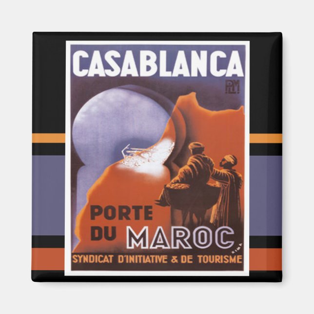 Casablanca Tourismus Vintag Magnet (Vorne)