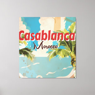 Casablanca Vintage Reiseplaner Schwarz-Weiß Leinwanddruck